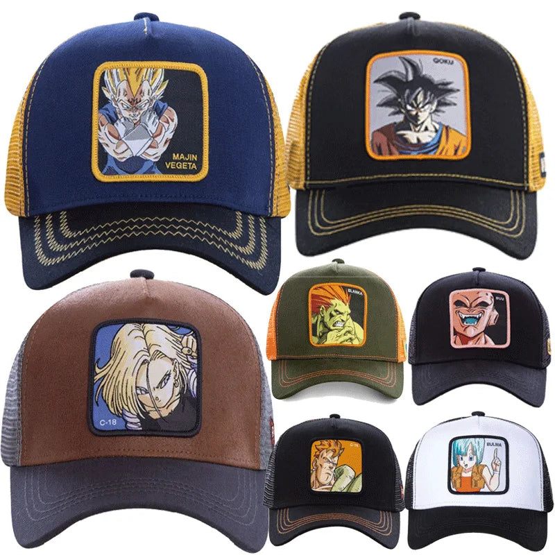 Dragon Ball DRAGONBALL sieťovaná čiapka, kreslená sieťovaná čiapka, pánska a dámska bejzbalová čiapka, módna čiapka s nášivkou, trucker čiapka