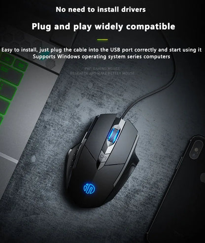 Inphic W1 Wired Mouse Esports Gaming Mouse Macro Programming Definition to Adjust DPI Silent Office Mouse