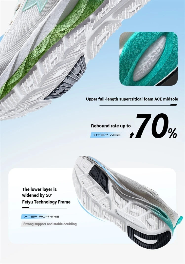 Xtep Lingbu 2.0 Running Shoes Male 2025 Spring ACE Support Feather Foam Sports Shoes  Stability Advanced Sneakers 875119110001