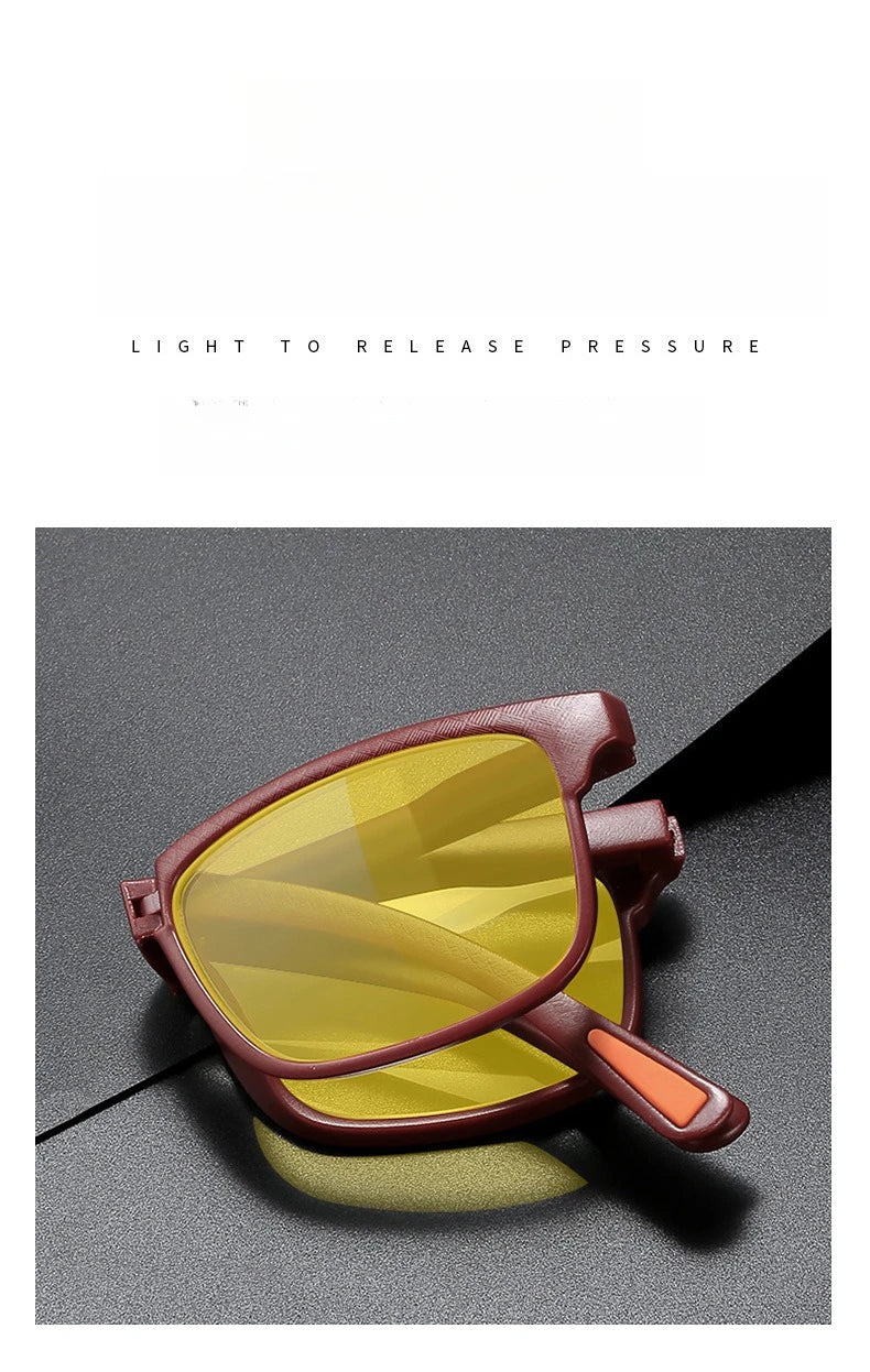 Óculos de sol retro quadrados para mulher com visão noturna, anti-luz azul, UV400; óculos para homem para jogos de computador, anti-radiação, com lentes vermelhas e laranja para dormir