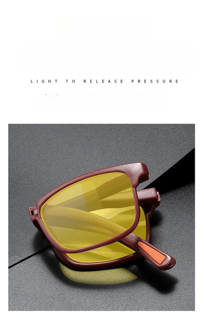 Óculos de sol retro quadrados para mulher com visão noturna, anti-luz azul, UV400; óculos para homem para jogos de computador, anti-radiação, com lentes vermelhas e laranja para dormir