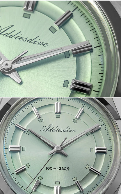ADDIESDIVE – Reloj analógico de lujo para hombre, movimiento de cuarzo VH31, cristal abombado, resistencia al agua de 10 bares, revestimiento luminiscente BGW9, caja de acero – Modelo personalizable AD2515