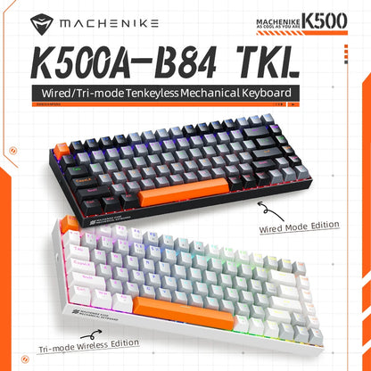 Machenike K500A-B84 Mechanical Keyboard 75% TKL Hot-Swappable Tri-Mode Wireless Gaming Keyboard RGB 84 Keys For PC Gamers Laptop