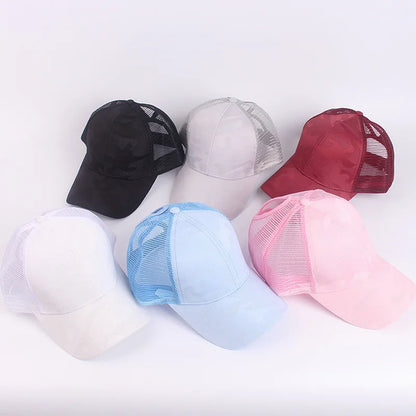 Women's Ponytail Baseball Caps Spring Summer Mesh Sun Hat Running Snapback Hat Female Adjustable Girl Outdoor Visor Hats