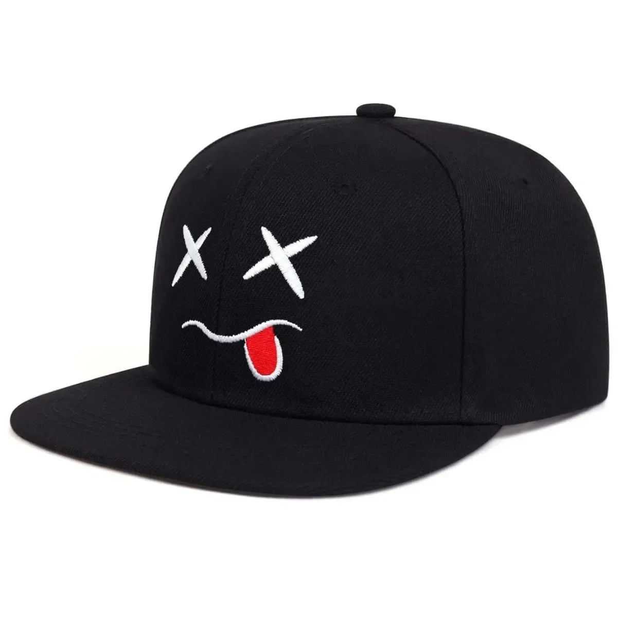 Wide-Brim Baseball Cap 100% Cotton, UV Protection Adjustable with Grin Embroidery & Face Slimming Design