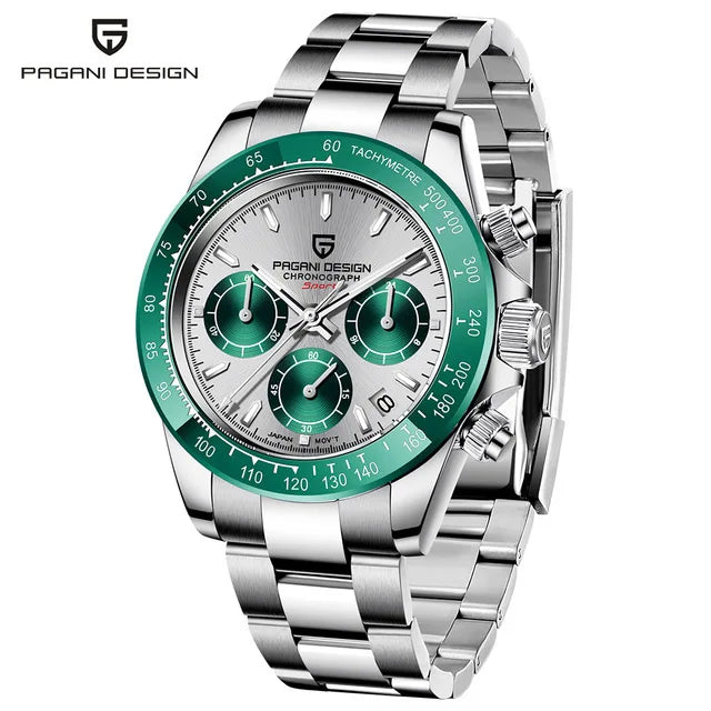 PAGANI DESIGN V2 40MM Reloj de cuarzo para hombre con esfera de meteorito, cristal de zafiro, cronógrafo retro y resistente al agua