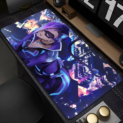 Tappetino mouse PC Overwatch Sombra sexy, tappetino per laptop viola kawaii con ragazza anime, tappetino per tastiera, accessori gaming, tappetino da scrivania per gamer