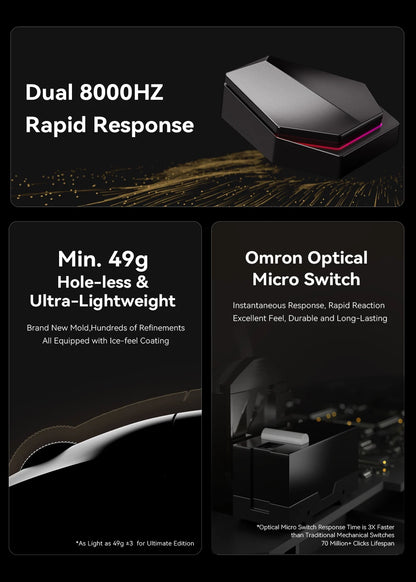 Brezžična Bluetooth miška ATK X1 Series Paw3950/Ultra 8k, lahka 49g, tri načini povezave, FPS gaming miška, darilo po meri
