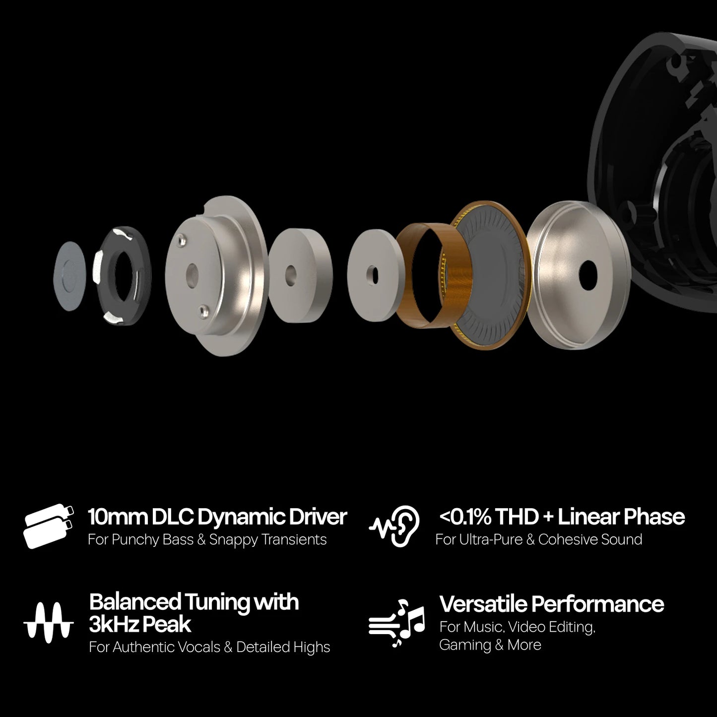 Linsoul Kiwi Ears Belle 10mm DLC Dynamic Driver IEM Hifi Earphones with Precision Meets Exciting Sound Signature