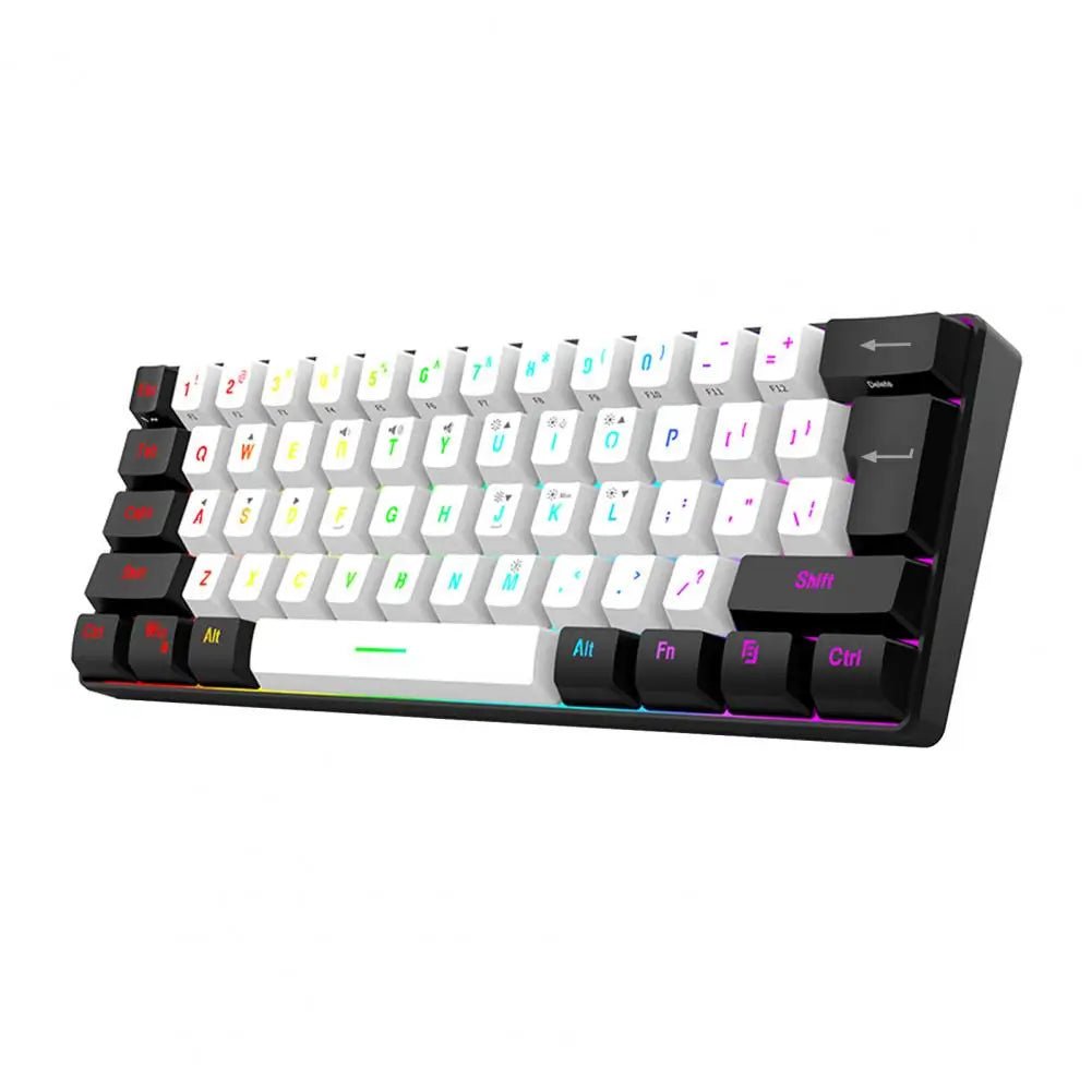 RGB Keyboard Compact 61-key Wired Mechanical Gaming Keyboard with RGB Light Design for Lightweight Computer Use