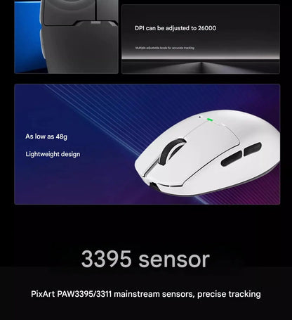Aigo GM80 PLUS PRO Wireless Mouse Bluetooth PAW3311/PAW3395 Lightweight 1000HZ Wired Three-mode Gaming E-sports Mouse Gift