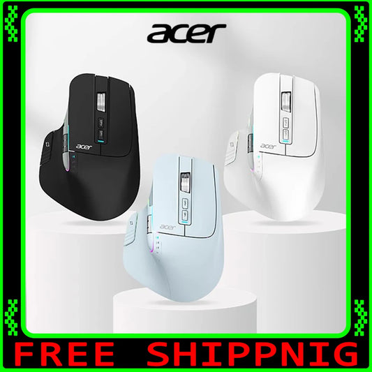 Acer Omr225 Gamer Mouse 3mode Bluetooth Wireless Mouse Dual Scroll Ergonomic Mouse Custom Programming Gaming Mice Office Mouses
