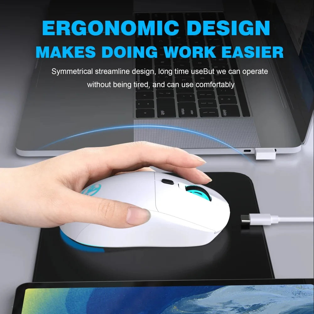 2.4G Wireless Rechargeable Mouse 650mAh Adjustable 3600DPI 7 Colors RGB Lighting Ergonomic Silent for Office Laptop PC Gaming