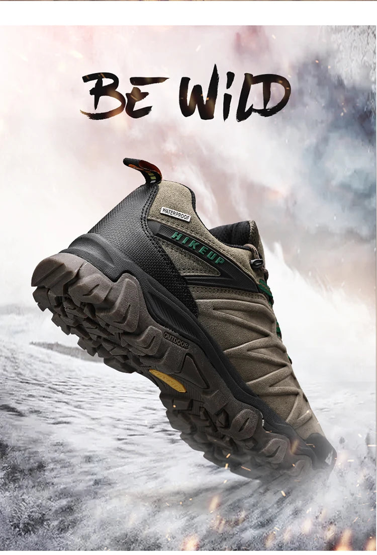 HIKEUP Scarpe da trekking in pelle di alta qualità, resistenti, da outdoor sportivo, da uomo, con lacci, per escursionismo, arrampicata e caccia