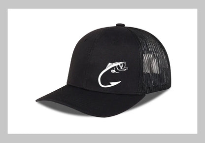 Trucker-Cap mit Bass-Fischhaken-Print, verstellbar, Unisex, Mesh, für Angelfans, Sonnenhut
