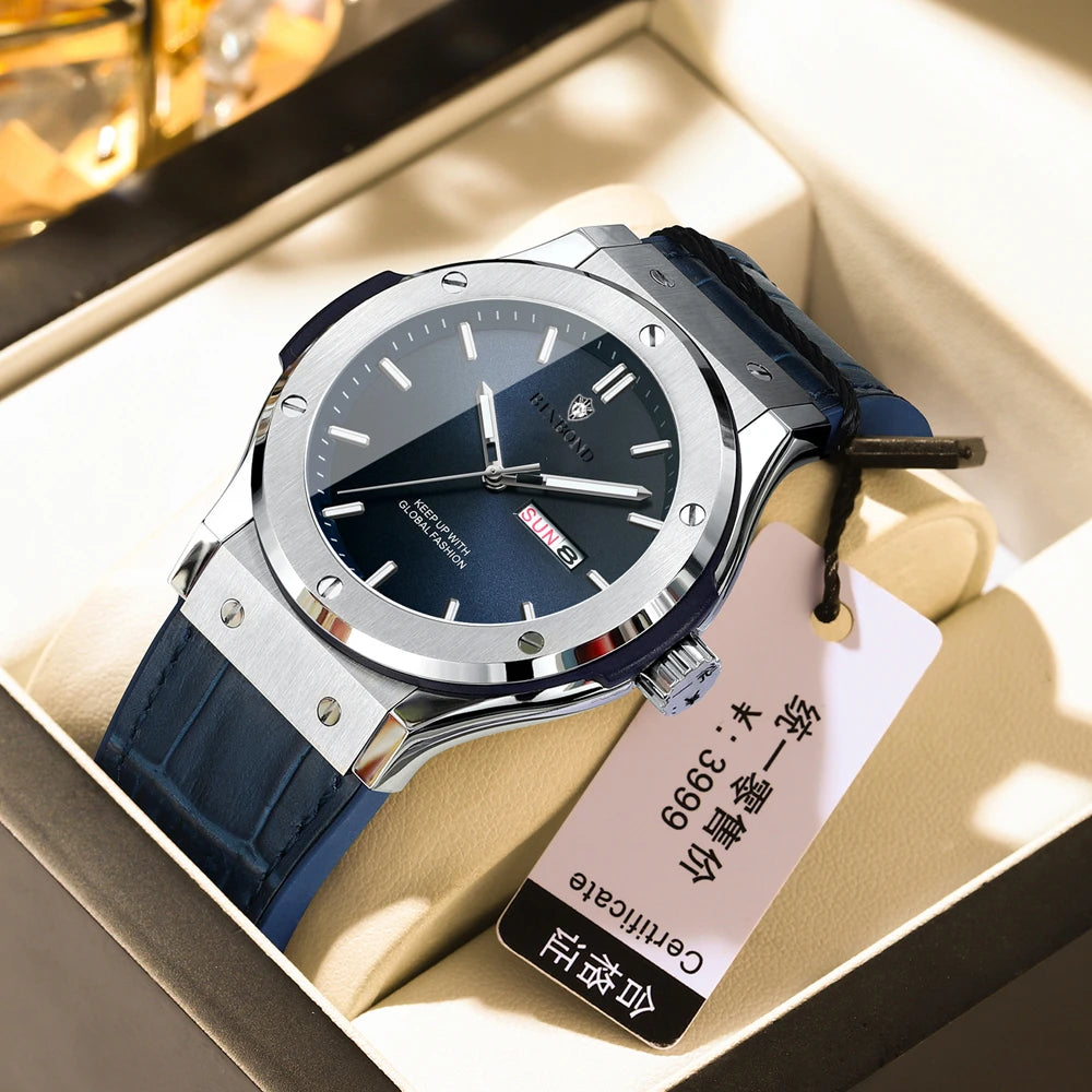 Montre pour homme, style décontracté, bracelet en cuir, modèle automatique ou à quartz, accessoire de luxe, idée cadeau idéale, montre-bracelet tendance.