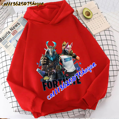 FORTNITED Felpa con cappuccio a maniche lunghe per bambini, bambine e ragazzi, streetwear, pullover, stile anime, top moda per bambini, idea regalo