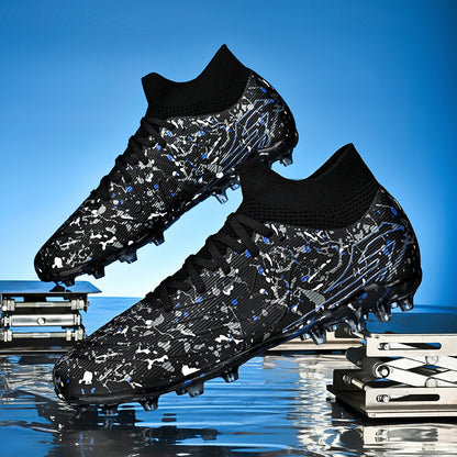 Chaussures de football unisexes AG FG, conception à crampons mixtes anti-casse, cuir synthétique souple, idéales pour les matchs de football amateur le week-end