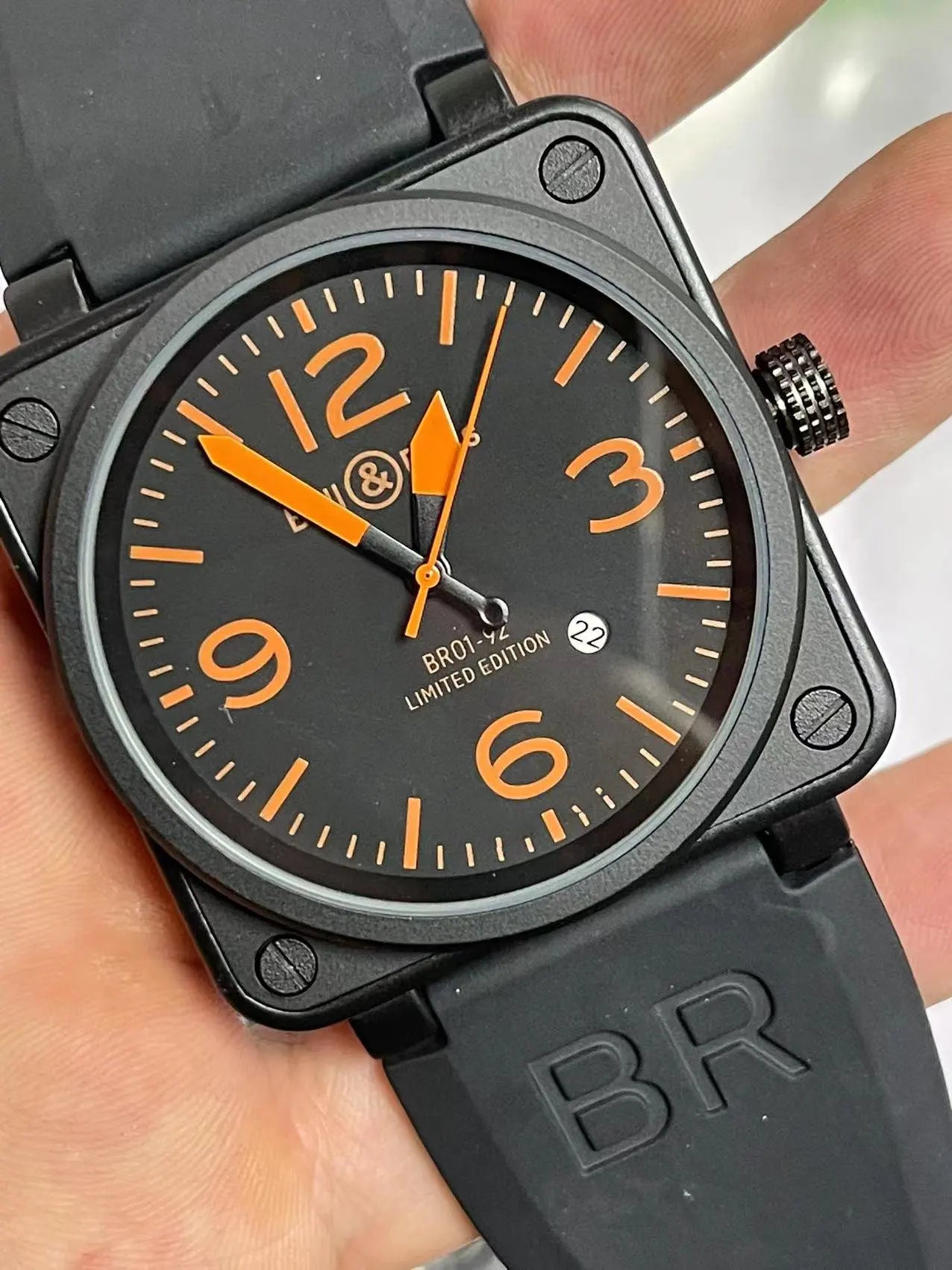 46mm Men Automatic Mechanical Watch Leather Black Ross Rubber 46mm