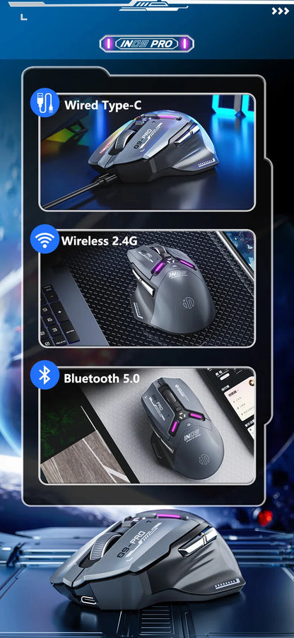 Inphic IN9PRO Wireless Gaming Mouse 26000DPI 8K Polling Rate Bluetooth 5.0 Wired 2.4G Tri-mode RGB Ergonomic Gaming Mouse