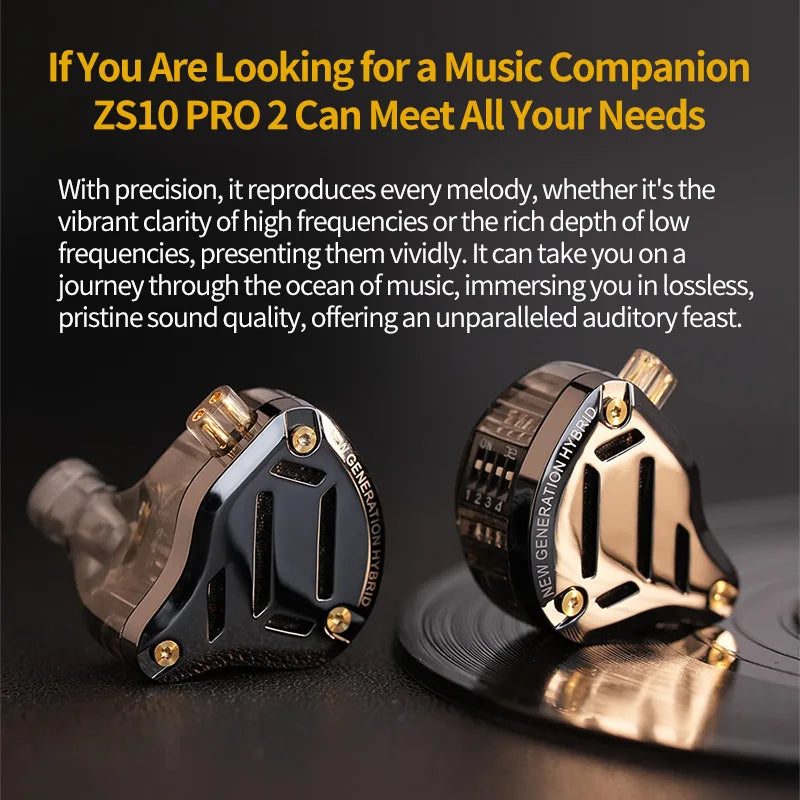 KZ ZS10 PRO 2 In Ear Monitor IEM,1DD+4BA Hybrid Wired Earbuds,with 4-Level Tuning Switch,3-Way Crossover Gaming Earbud IEM Cable