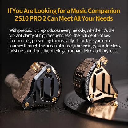 KZ ZS10 PRO 2 In Ear Monitor IEM,1DD+4BA Hybrid Wired Earbuds,with 4-Level Tuning Switch,3-Way Crossover Gaming Earbud IEM Cable