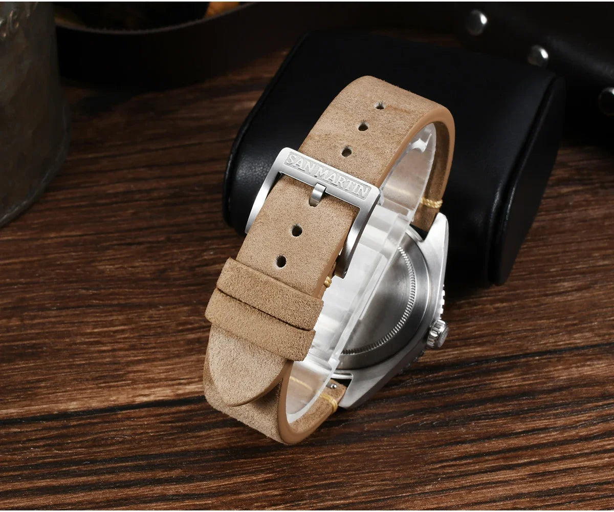 2025 New San Martin SN0134 Men Watch NH34 GMT Sandwich Dial 40mm Bidirectional Sapphire Bezel Luxury Sports Watch 20Bar Watches
