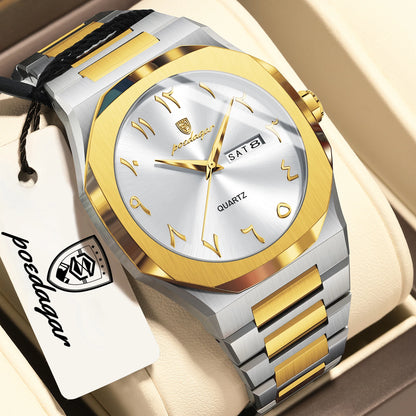 Reloj POEDAGAR de lujo para hombre, de cuarzo, resistente al agua, de acero inoxidable, reloj masculino con fecha y día de la semana, relojes de negocios para hombre, Reloj Hombre