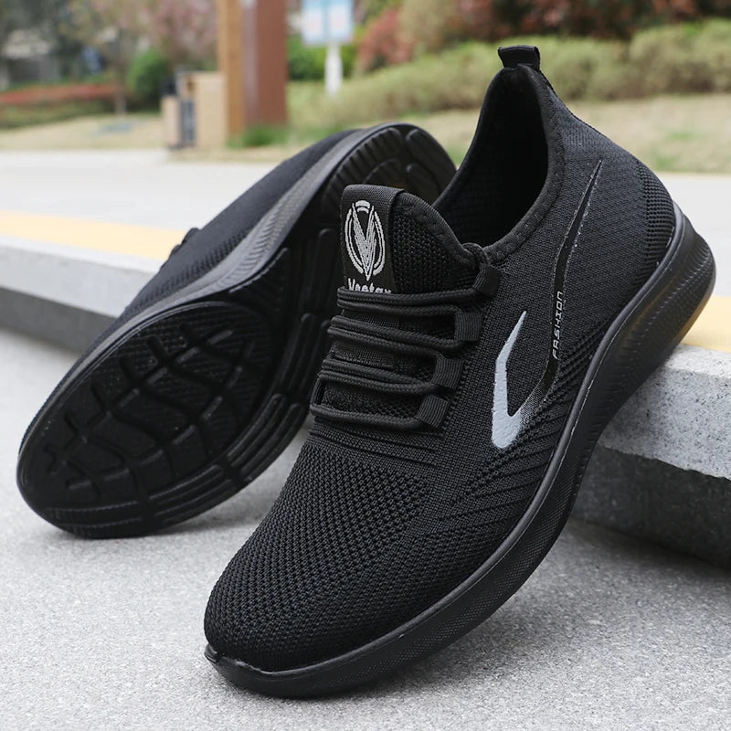 Men's Fashionable Solid Woven Knitted Running Shoes - Lightweight, Breathable, Non-Slip - Perfect Sports Shoes for Outdoors