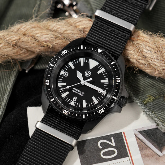 Watchdives WD1980 V3 kvarcni sat, vodootporan do 100 m, BGW9 luminiscentni, s najlonskim remenom, safirno staklo, VH31 mehanizam, muški sat s poklon kutijom