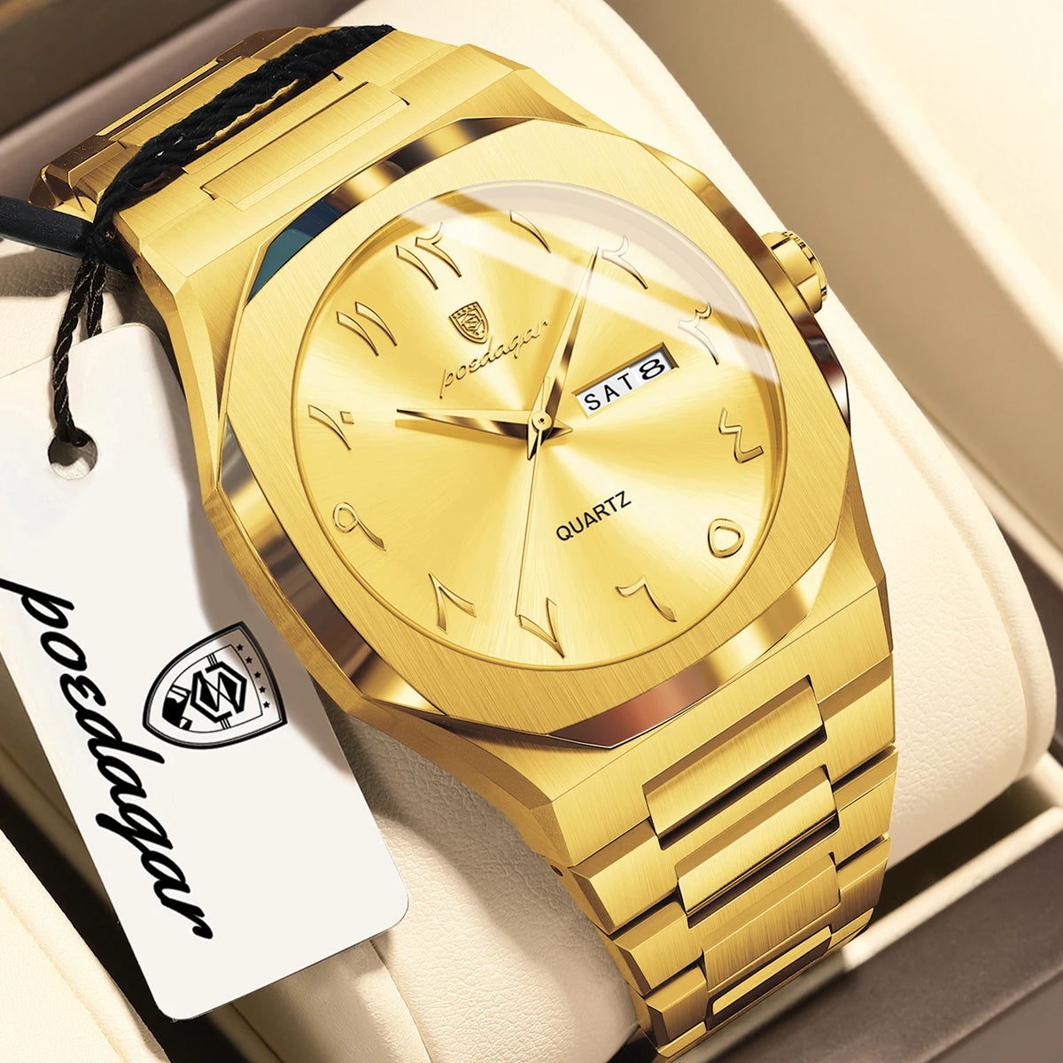 Reloj POEDAGAR de lujo para hombre, de cuarzo, resistente al agua, de acero inoxidable, reloj masculino con fecha y día de la semana, relojes de negocios para hombre, Reloj Hombre