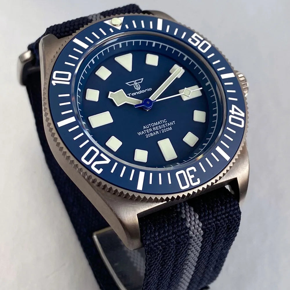 Titanium Case Tandorio 42mm Retro FXD NH35 PT5000 Mechanical Men Watch Sapphire 200M Diver Watches Luminous Montres hommes