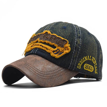 CNTANG Letnia dżinsowa czapka z daszkiem dla mężczyzn, modna, z haftowaną literą, bawełniana, typu snapback, męska, outdoorowa, codzienna, w stylu hip-hopowym, z regulacją