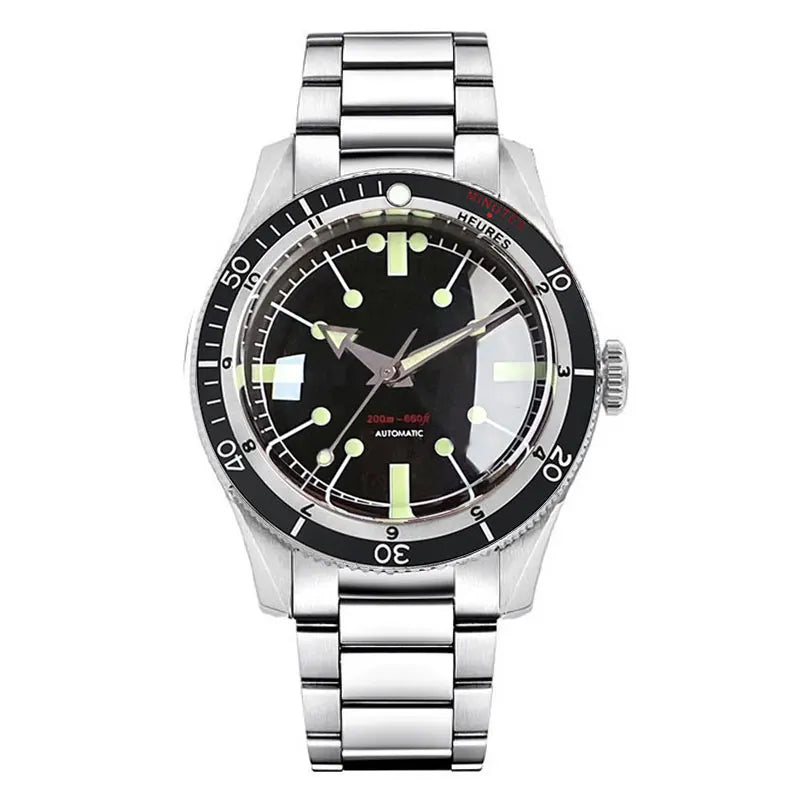 200M Water Resistant Mechanical Wristwatch Miyota 8215 Domed Sapphire Glass 120 clicks Bezel Steel Band Luminous Marks