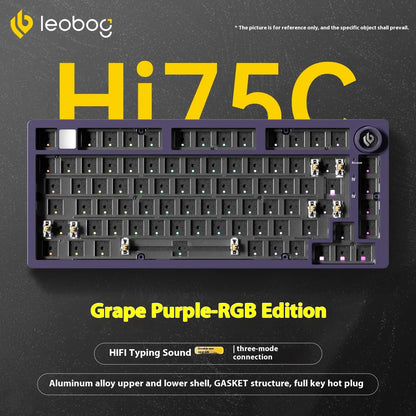 LEOBOG Hi75C Mechanical Wireless Keyboard Aluminium 3-Mode With Knob Hot Swap RGB Gasket Hi75C Gaming Keyboard Customization PC