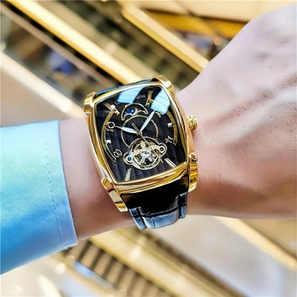 [Luxusní mechanické hodinky s tourbillonem] Lehké luxusní mechanické hodinky s tourbillonem pro muže – špičkový plně automatický model v módním „skeletovém“ stylu, ideální k profesionálnímu oblečení o