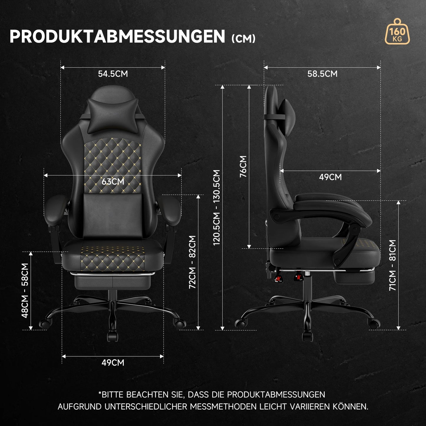 PINGGO Ergonomic Game Chair with Footrest Massage PVC Leather Office Chair for PC Gaming Weight Capacity 150kg