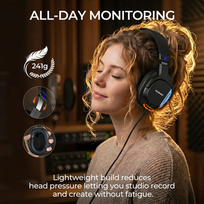Casque studio NUBWO HD01 filaire haute résolution, circum-auriculaire, avec adaptateur 1/4 pouce vers 3,5 mm, léger, fermé, pour DJ.