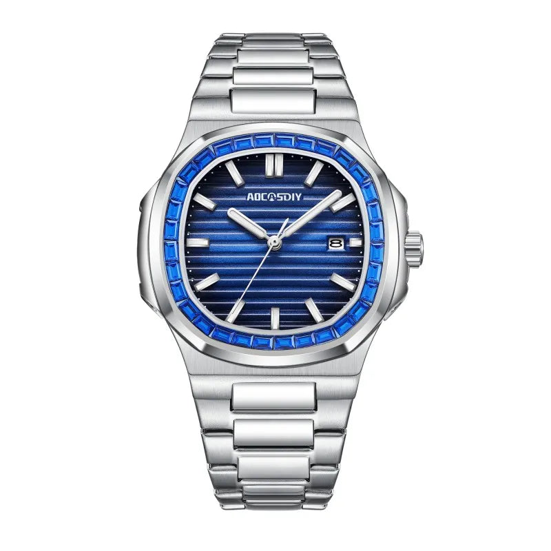 2023 New AOCASDIY Luxury Watch Business Waterproof Male Clock Luminous Date Stainless Steel Square Quartz Men Watch reloj hombre