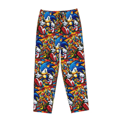 Custom Women Soniced Pajama Pants Printed Hedgehog Game Sleep Sleepwear Bottoms with Pockets