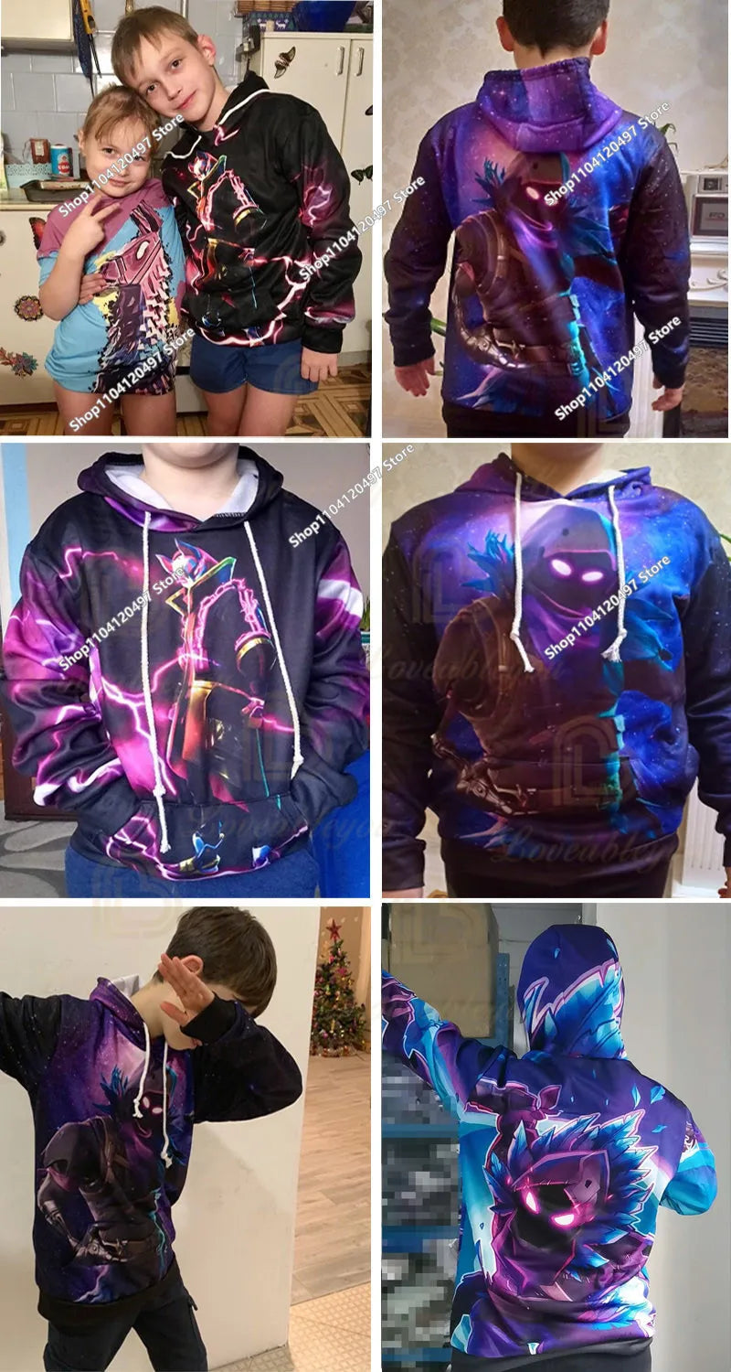 2-14Y Sweatshirt Fortnite Child Print Hoodie Sweatshirts Boys Girls Fashion Harajuku Jacket Kids Clothes Games Cosplay Costume