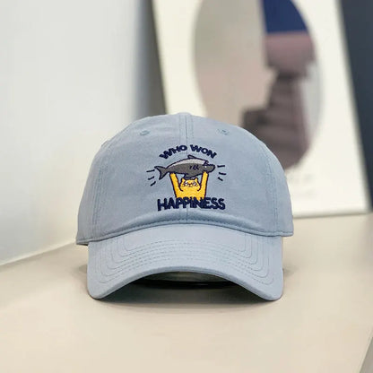 Baseballkappe – Stickerei mit Katzen- und Fischmotiv