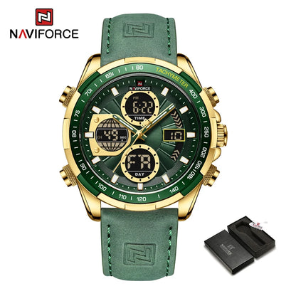 New NAVIFORCE Watches for Men Leather Mens Military Sport Waterproof Watch Quartz WristWatch Chronograph Male Clock