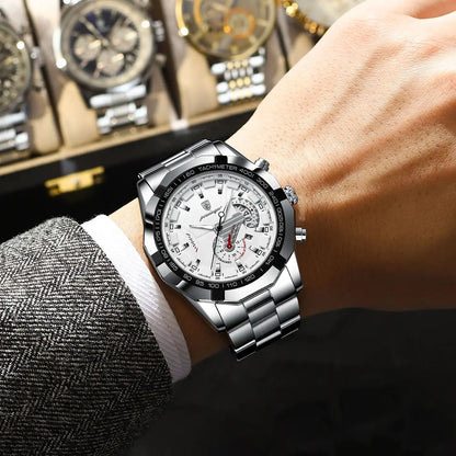 Reloj de lujo para hombre POEDAGAR, resistente al agua, luminiscente, con fecha, deportivo, correa de acero inoxidable, mecanismo de cuarzo.