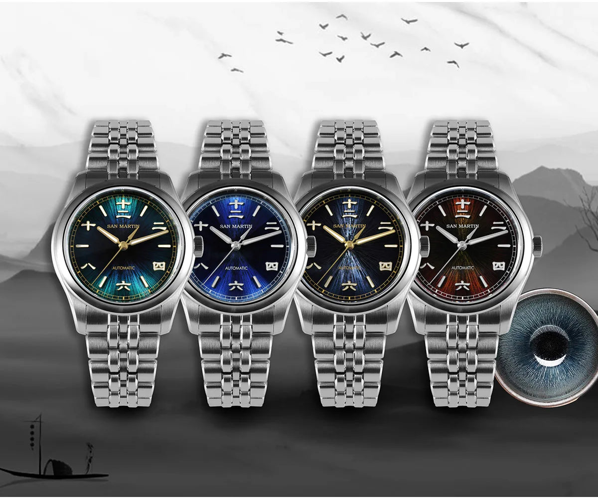 San Martin New 39mm Gada Watch Chinese Style Original Design Sunburst JianZhan Miyota 90S5 Men Dress Automatic Mechanical SN0144