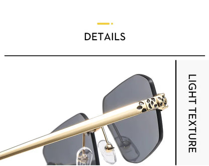 Popular Brand Brown Square Women Sunglasses Fashion Luxury Rimless Rectangle Sun Glasses Female Shades UV400 Vintage Eyewear