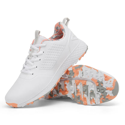 LiXingMing Women Golf Shoes Pink Professional Golfer Sport Sneakers Men Non-slip Spikeless Golf Turf Golfing Walking Shoes