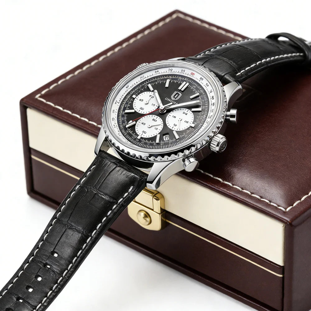 QINGXIYA Luxury Man Watch Quartz Waterproof Luminous Date Chronograph Leather Men Wristwatch Military Sports Men's Watches Reloj