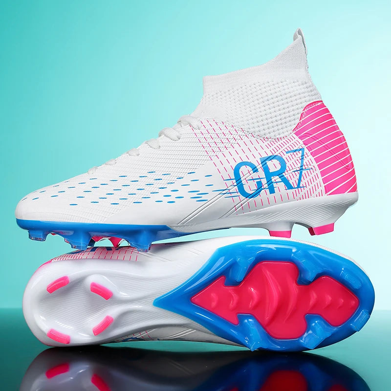 Chaussures de football professionnelles pour hommes/femmes, antidérapantes, à crampons FG, respirantes, chaussures d'entraînement à tige haute