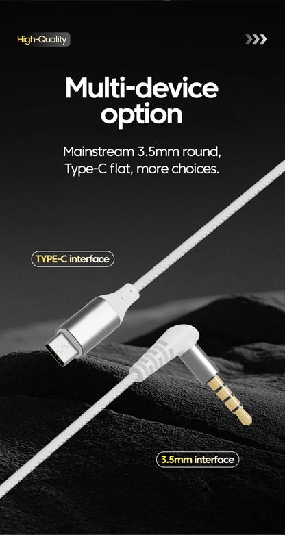 Original 15D Super Bass In Ear Headphone With Mic 3.5mm AUX/Type-C Digital Chip Headset For iPhone 17 Huawei Xiaomi Android